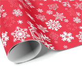 白い雪片 – カスタマイズ可能な背景色 ラッピングペーパー (ロールコーナー)
