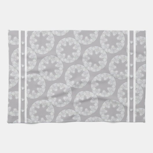 白い雪片 キッチンタオル (横)