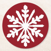 白い雪片 ラウンドペーパーコースター (正面)