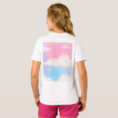 白い雲がピンクと青の子供用Tシャツ Tシャツ (裏面フル)