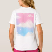 白い雲がピンクと青の子供用Tシャツ Tシャツ (裏面)