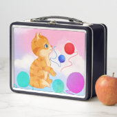 白い雲がピンク、青の弁当箱 メタルランチボックス (インサイチュ)