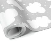 白い雲が灰色の背景パターンのギフト ラッピングペーパー (ロールコーナー)