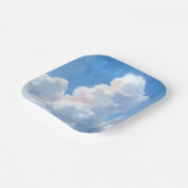白い雲と美しい青空 水彩画 ペーパープレート (傾斜あり)