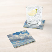 白い雲と青澄んい空 スクエアペーパーコースター (インサイチュ)