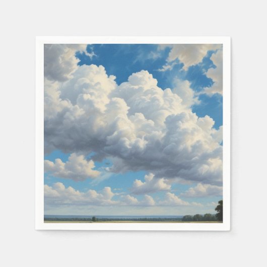 白い雲と青澄んい空 スタンダードカクテルナプキン (正面)