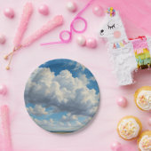 白い雲と青澄んい空 ペーパープレート (パーティー)