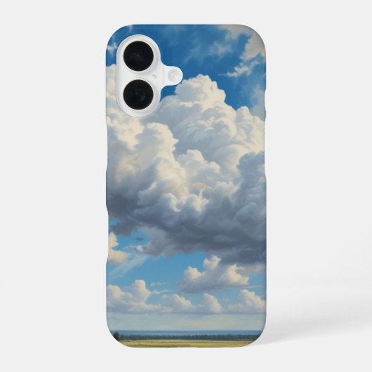 白い雲と青澄んい空 iPhone 16ケース (裏面)
