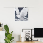 白い雲のウェディングドーブ ポスター (ホームオフィス)