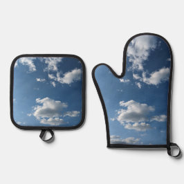 白い雲のパッチ 鍋つかみ&鍋敷きセット