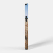 白い雲の下の茶色の草 iPhoneケース (右側面)
