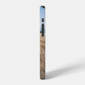 白い雲の下の茶色の草 iPhoneケース (左側面)