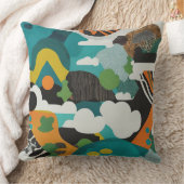 白い雲抽象芸術幾何学虹色3 クッション (ブランケット)