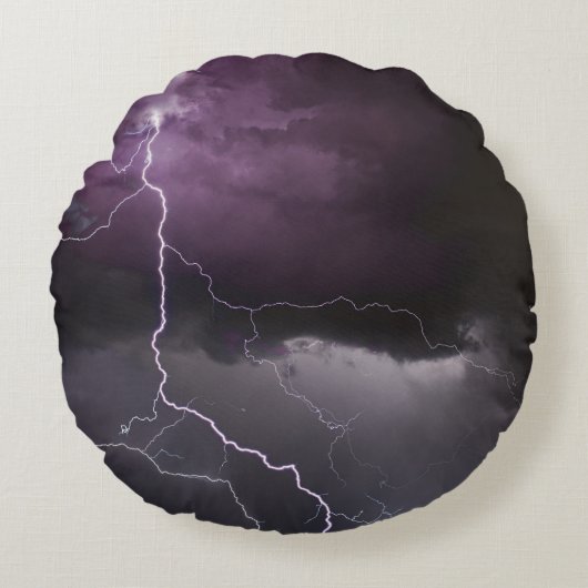 白い雷の選択的写真 ラウンドクッション (正面)