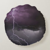白い雷の選択的写真 ラウンドクッション (裏面)