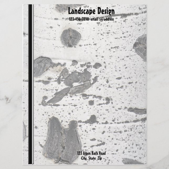 白い震動《植物》アスペンの樹皮の質 レターヘッド (正面)