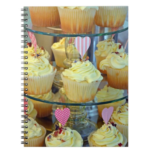 白い霜の入ったカップケーキ ノートブック (正面)