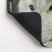 白い青い目の雪の北極オオカミのマウスパッド マウスパッド (コーナー)