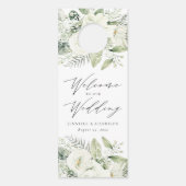 白い青い花結婚の歓迎/邪魔をしない ドアノブサイン (正面)