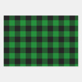 白い青と緑の水牛のプレイドカナディアナ ラッピングペーパーシート (正面3)