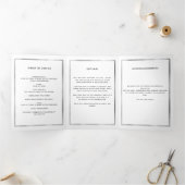 白い青のフローラ写真三回葬儀プログラム 三つ折り案内状 (内部)