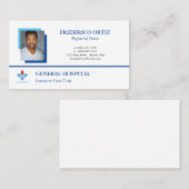 白い青のプロファイル写真あなたのロゴ病院 名刺 (正面/裏面)