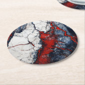 白い青の大理石パターン ラウンドペーパーコースター (アングル)