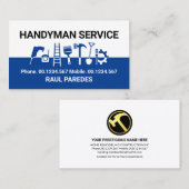 白い青の層の上の手書きツール 名刺 (正面/裏面)