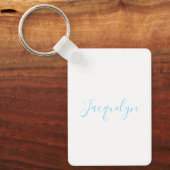 白い青の平書エレガントの名モダン前 キーホルダー (正面)