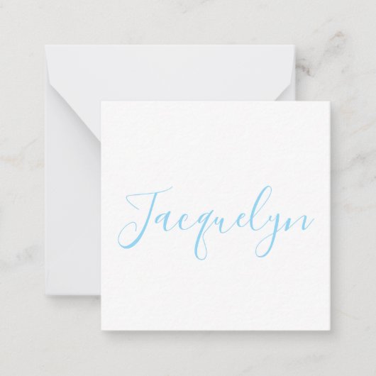 白い青の平書エレガントの名モダン前 ノートカード (正面)