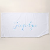 白い青の平書エレガントの名モダン前 ビーチタオル (正面)