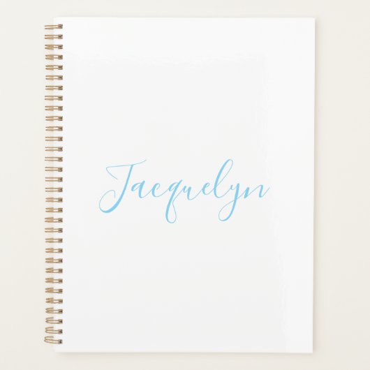 白い青の平書エレガントの名モダン前 プランナー手帳 (正面)