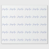 白い青の平書エレガントの名モダン前 ラッピングペーパー (フラット)