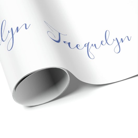 白い青の平書エレガントの名モダン前 ラッピングペーパー (ロールコーナー)