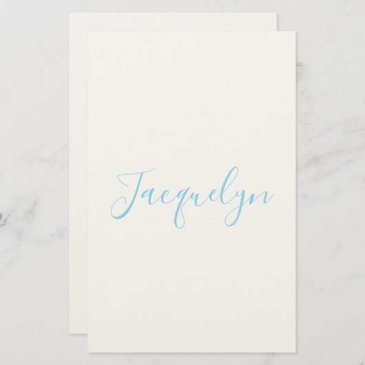 白い青の平書エレガントの名モダン前 便箋 (正面/裏面)