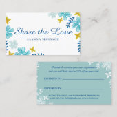 白い青の熱帯の花が友人を参照 紹介カード (正面/裏面)