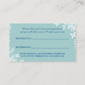 白い青の熱帯の花が友人を参照 紹介カード (裏面)