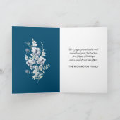 白い青の花メリークリスマスフォトカード カード (内部)