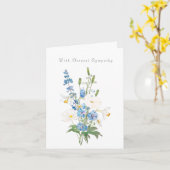 白い青の花考えのYou同情カード カード (黄色い花)