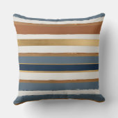 白い青の金ゴールドと銅の水平ストライプ クッション (裏面)