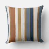 白い青の金ゴールドと銅ストライプの クッション (裏面)