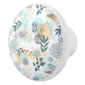 白い青の金ゴールドの植物葉のパターン セラミックノブ (右)