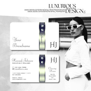 白い青の銀のグラデーションデコーダイヤモンドモノグラム 名刺