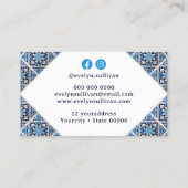 白い青の黒いタイル地中海の名刺 名刺 (裏面)