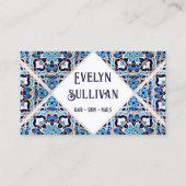 白い青の黒いタイル地中海の名刺 名刺 (正面)
