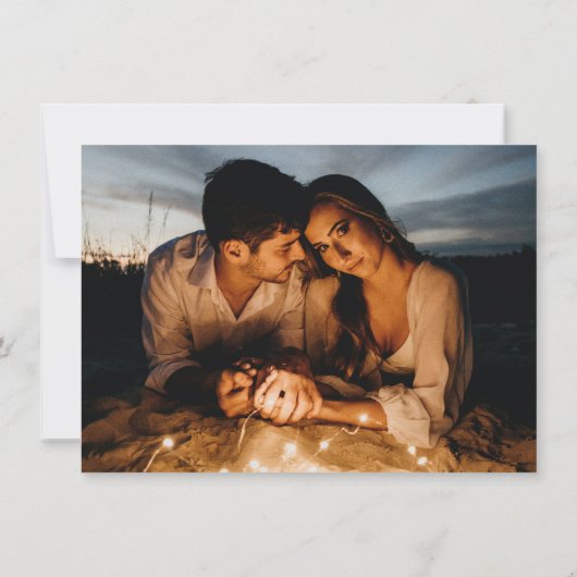 白い青葉色の写真のオ結婚バル セーブザデート (裏面)