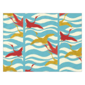 白い青飛んでいるい海の波に赤い黄色のクレーン テーブルクロス (正面(横))