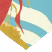 白い青飛んでいるい海の波に赤い黄色のクレーン テーブルクロス (アングル)