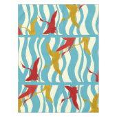 白い青飛んでいるい海の波に赤い黄色のクレーン テーブルクロス (正面)