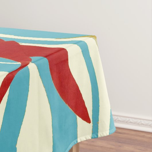 白い青飛んでいるい海の波に赤い黄色のクレーン テーブルクロス (インサイチュ)